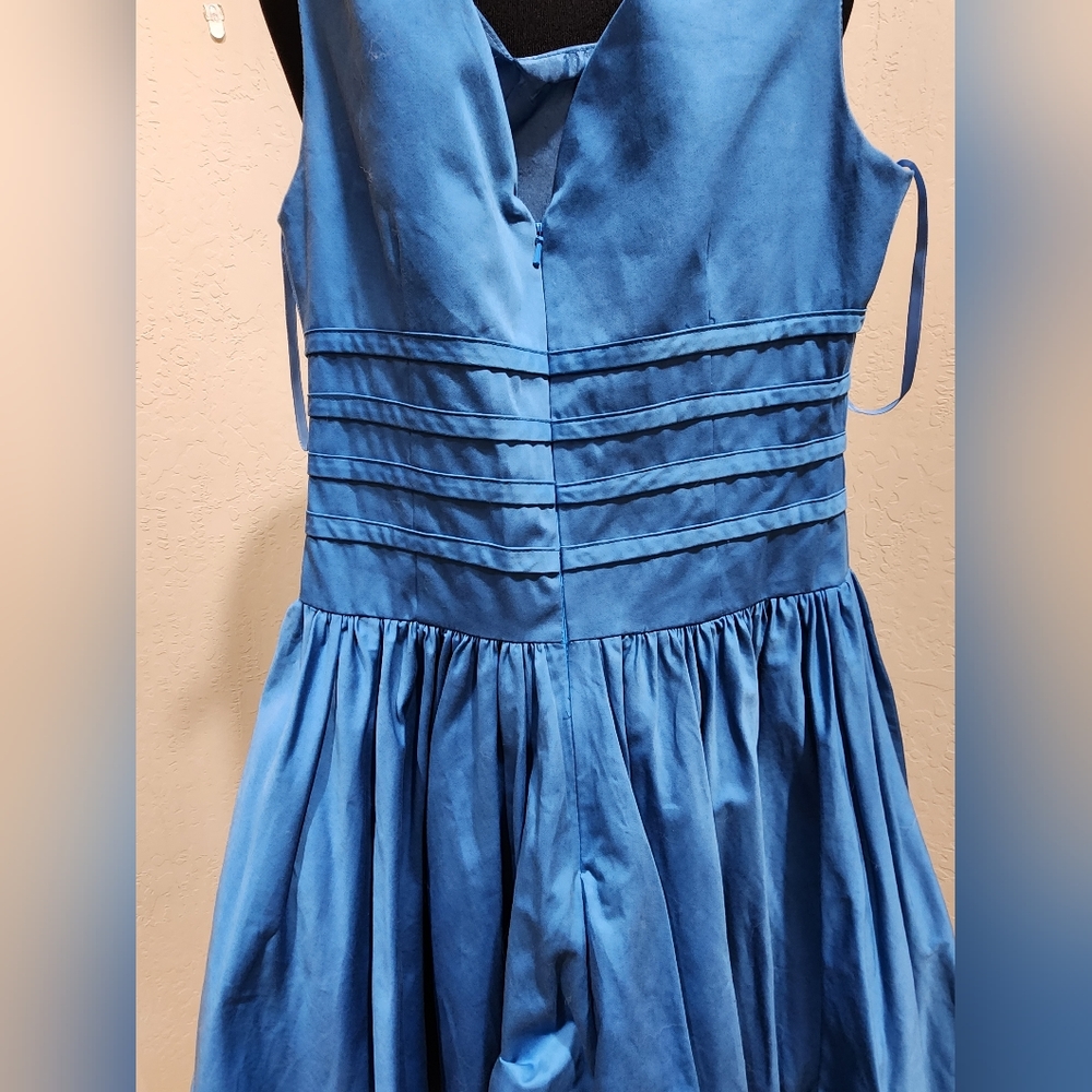 Unique Vintage Blue cotton blend Crinoline dress M - Picture 8 of 9